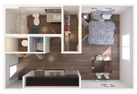 Floor plan for studio, 1 bath, 476 sqft